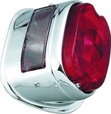 Bikers Choice 56-72 Big Twin & XL Chrome Taillight W/Red Lens & Top License Light Repl H-D 68010-64B