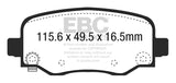 EBC 15+ Chrysler 200 2.4 Ultimax2 Rear Brake Pads